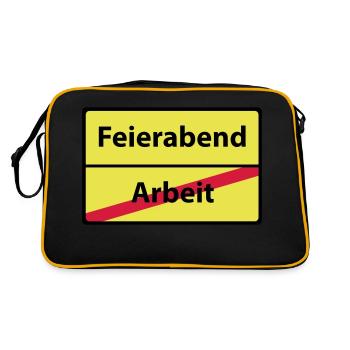 Arbeit Feierabend - Retro Tasche - Schwarz/Gold - Hinten