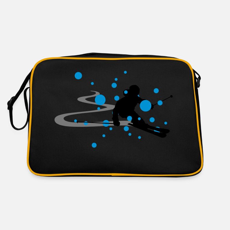 Winter - Skifahrer - Retro Tasche - Schwarz/Gold