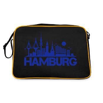 hamburg skyline 1 - Retro Tasche - Schwarz/Gold - Hinten