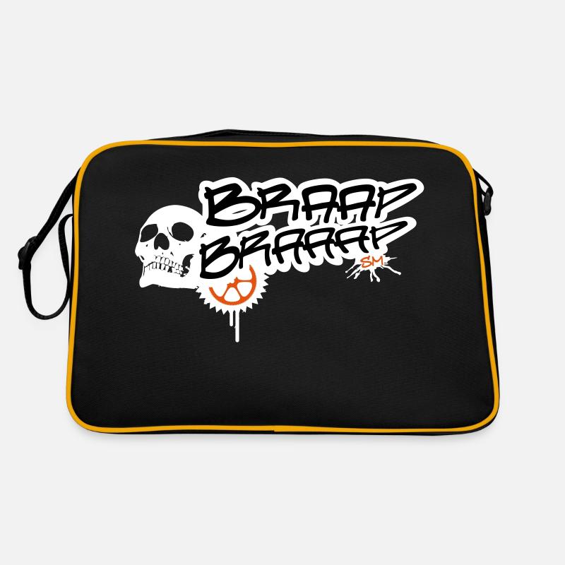 BRAAP BRAAAP MACHINE SKULL - Retro Tasche - Schwarz/Gold