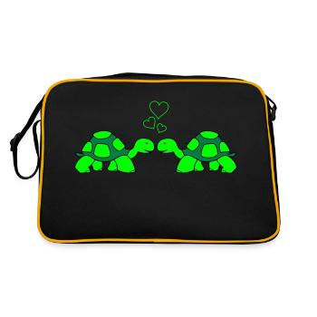 turtle love - Retro Tasche - Schwarz/Gold - Hinten