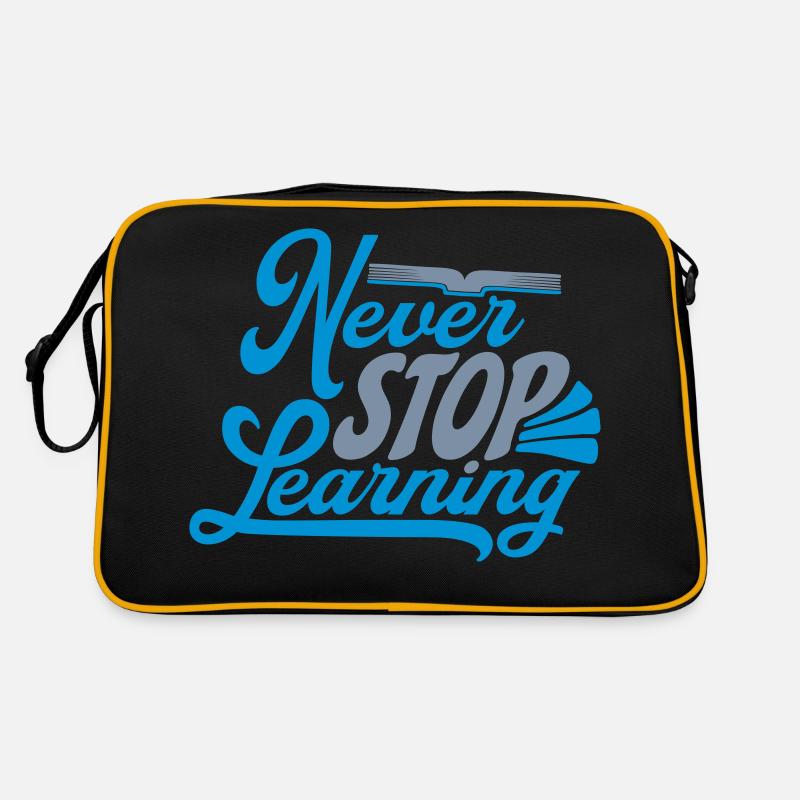 never stop learning Zitat Retro Tasche