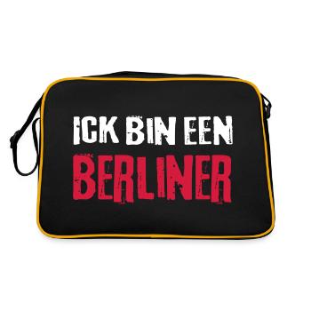 Berlin Ich Ick bin ein Berliner lustige Sprüche - Retro Tasche - Schwarz/Gold - Hinten