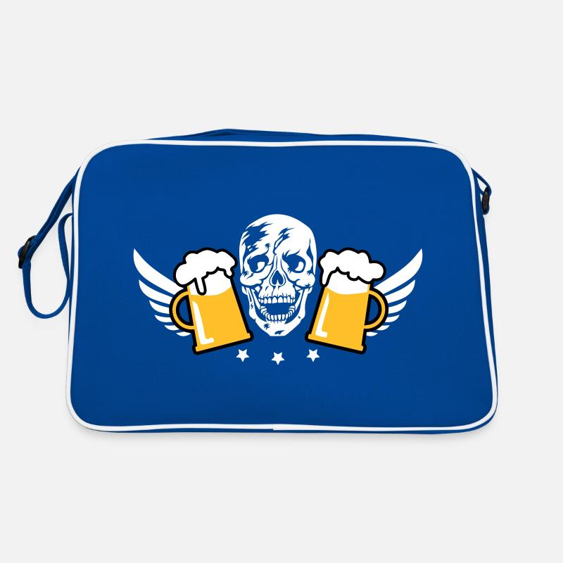 80 Totenkopf Skull 2 Mass Bier Flügel Beer Wings Retro Tasche