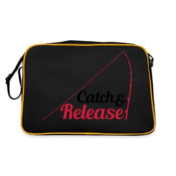 zurueck werfen freilassen catch and release angler - Retro Tasche - Schwarz/Gold - Hinten