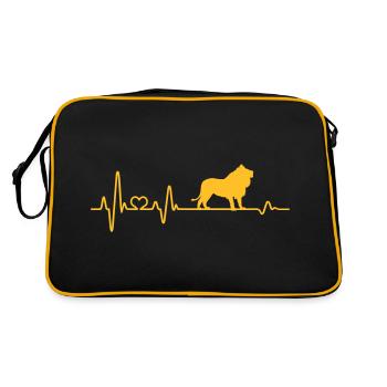 Lion Heartbeat Love Lions ECG Africa Pulse Safari - Retro Bag - black/gold - Back