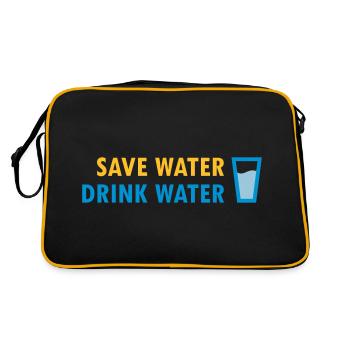 Save water, drink water (glass with water) - Retro Bag - black/gold - Back
