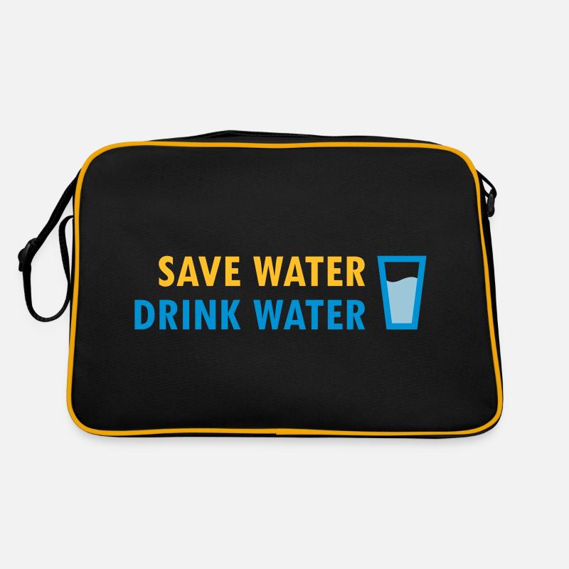 Save water, drink water (glass with water) Retro Bag
