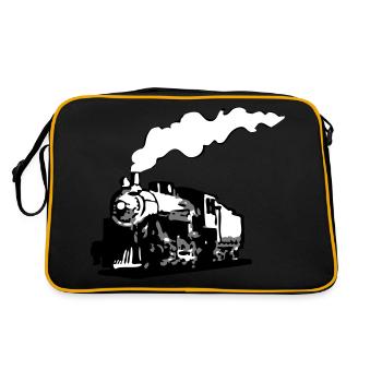 dampflok chemin de fer locomotive roman - Sac Retro - noir/or - Dos