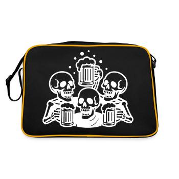 Skelett Bier Team Lustig - Retro Tasche - Schwarz/Gold - Hinten