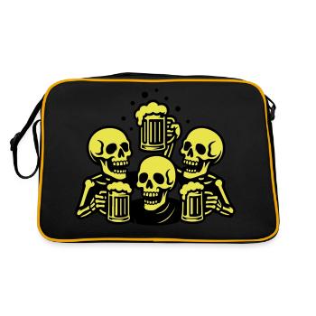 Skelett Bier Team Lustig - Retro Tasche - Schwarz/Gold - Hinten
