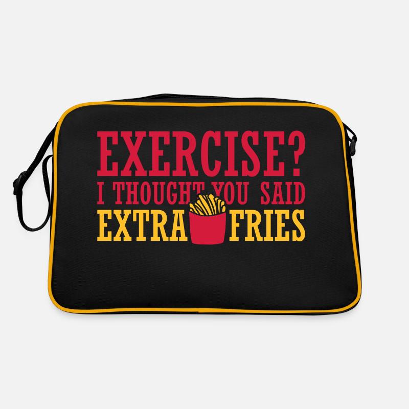 Exercise Extra Fries Zitat Retro Tasche