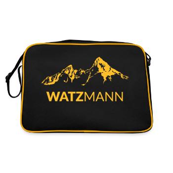 Watzmann Bergmassiv Berchtesgaden Alpen Bayern - Retro Tasche - Schwarz/Gold - Hinten