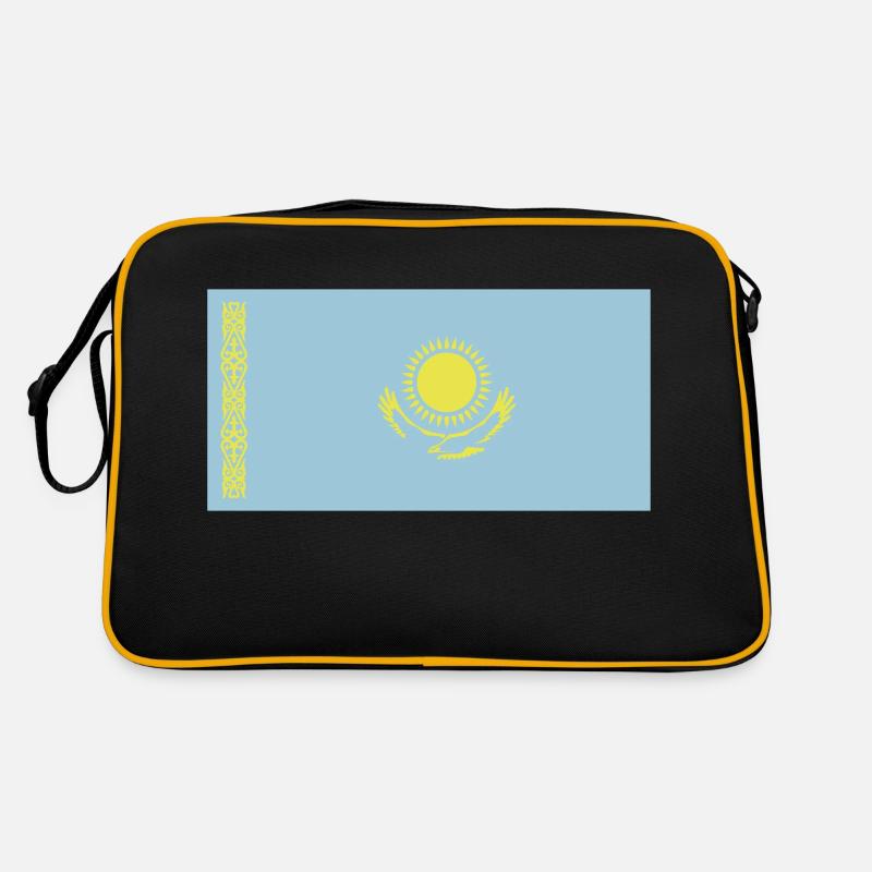 Kasachstan Flagge / Drapeau Kasachstan - Retro Tasche - Schwarz/Gold