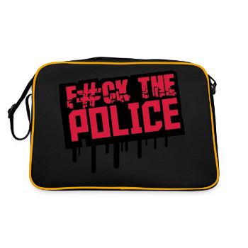 Fuck The Police Graffiti Stempel - Retro Tasche - Schwarz/Gold - Hinten