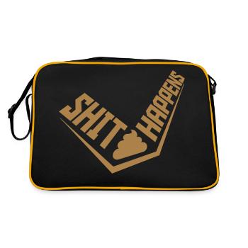 Joke Shit happens motto - Retro Bag - black/gold - Back
