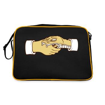 Un serpent mord la poignée de main en serrant la main - Sac Retro - noir/or - Dos