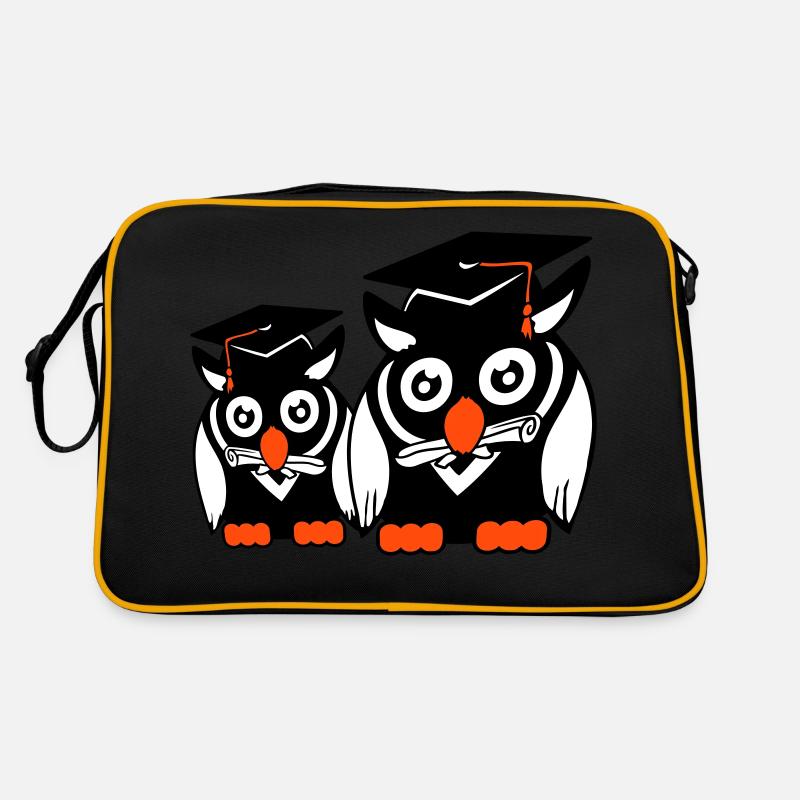 2 Eulen Schulabschluss College Abitur Student Team Retro Tasche