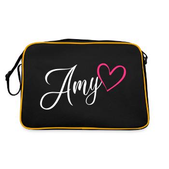 Amy Nom de famille Prénom Coeur Rose - Sac Retro - noir/or - Dos