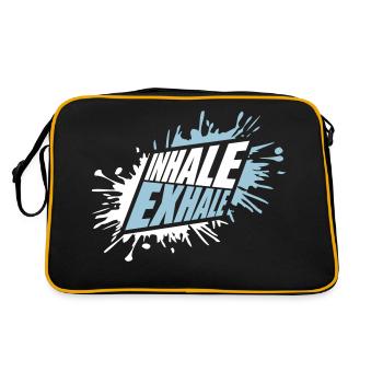 inhale exhale yoga Zitat - Retro Tasche - Schwarz/Gold - Hinten