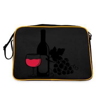 wine bottle grapes - Retro Tasche - Schwarz/Gold - Hinten