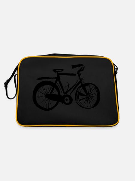 Fahrrad Gekritzel Fahrräder Radfahren Vektor 5 - Retro Tasche - Schwarz/Gold - Hinten