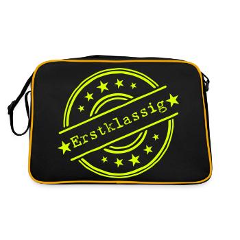 Erstklassig Premium Einschulung Erste Klasse Beste - Retro Tasche - Schwarz/Gold - Hinten