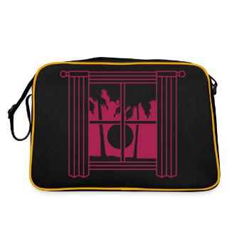 Sun Palm Trees Window Curtain - Retro Bag - black/gold - Back