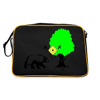 bär honig - Retro Tasche - Schwarz/Gold - Hinten