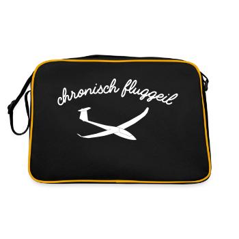 Segelflieger gliding Spruch Geschenk Segelfluzeug - Retro Tasche - Schwarz/Gold - Hinten