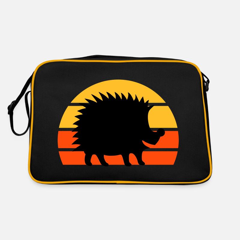 Happy hedgehog in front of a half-sun Retro Bag