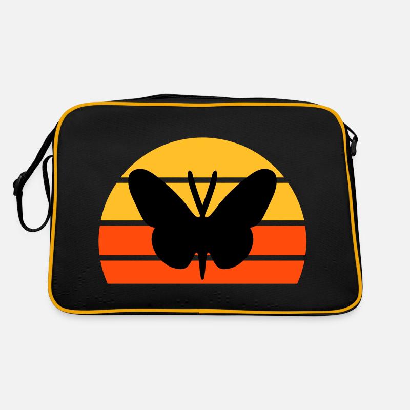 Schmetterling vor einer Halbsonne Retro Tasche