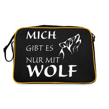 Nur mit Wolf - Retro Tasche - Schwarz/Gold - Hinten