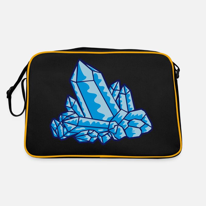 Kristall Edelstein Blau - Retro Tasche - Schwarz/Gold