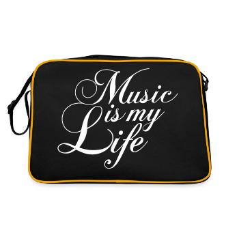 La musique est ma vie Musik ist mein Leben liebe spruch - Sac Retro - noir/or - Dos