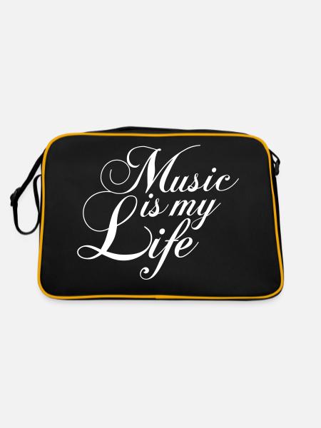 Music Is My Life Musik Ist Mein Leben Liebe Spruch - Retro Bag - black/gold - Back