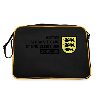 Gottes schönste Gabe ist und bleibt der Schwabe - Retro Tasche - Schwarz/Gold - Hinten
