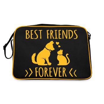 Meilleurs amis pour toujours chat et chien / chien et chat - Sac Retro - noir/or - Dos