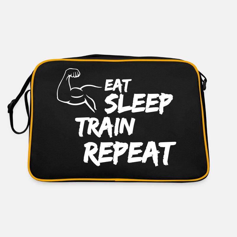 eat sleep train repeat - Retro Tasche - Schwarz/Gold