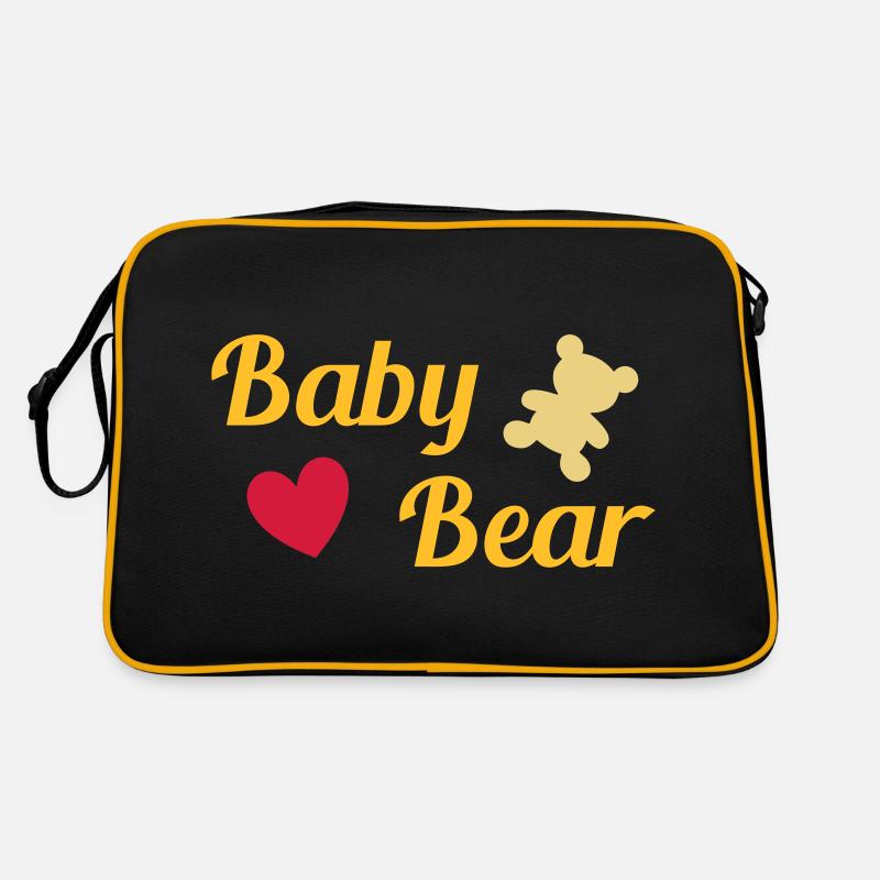 ★ Designfarben änderbar ★ Baby bear (Bär, Herz) Retro Tasche