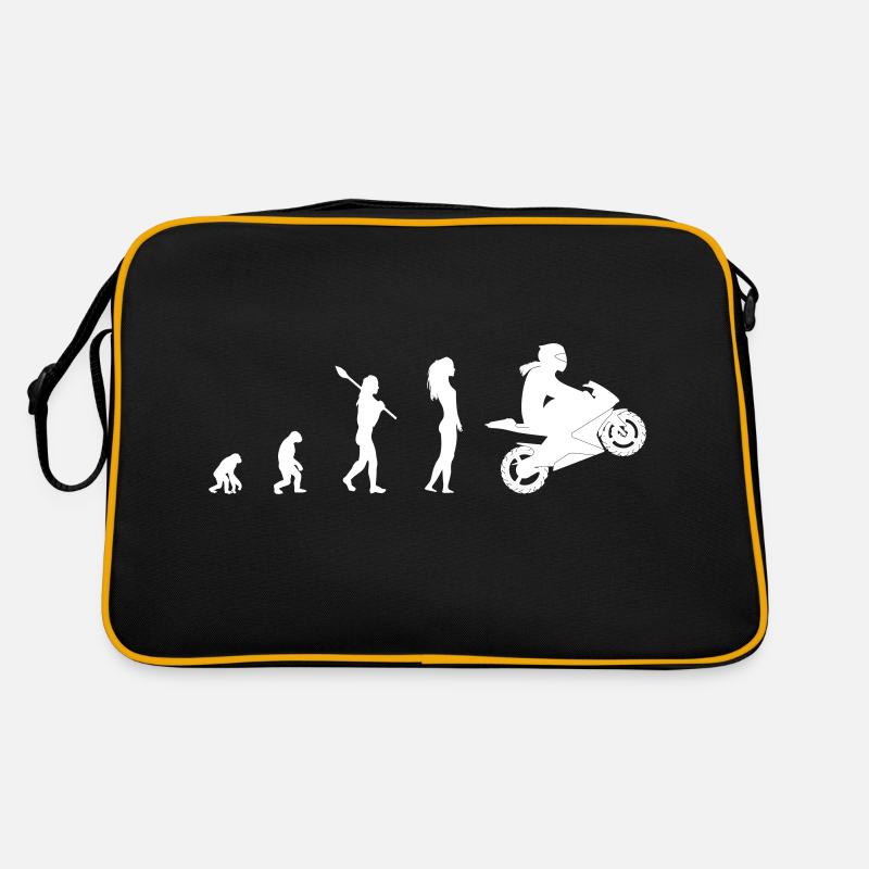 Motorrad Evolution Frau Designfarbe wählbar Retro Tasche