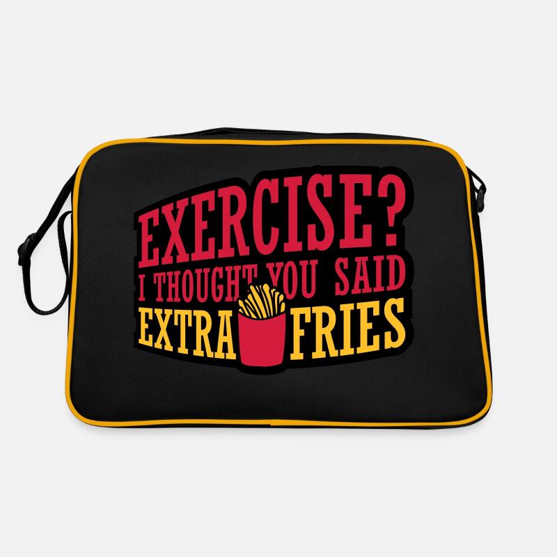 Exercise Extra Fries Zitat Retro Tasche