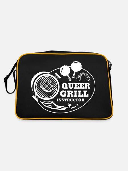Queer Grill Instructor BBQ Gift Idea - Retro Bag - black/gold - Back