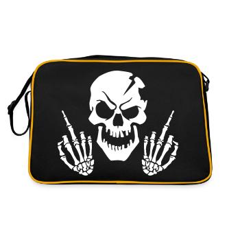 Mittelfinger Skelett - Retro Tasche - Schwarz/Gold - Hinten