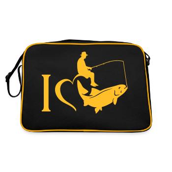 Angelliebe Ich liebe angeln - Retro Tasche - Schwarz/Gold - Hinten