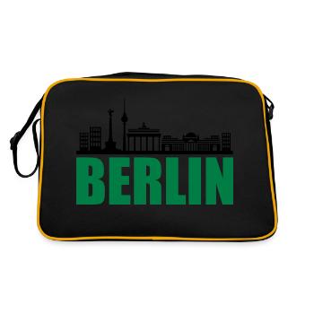berlin skyline - Retro Tasche - Schwarz/Gold - Hinten