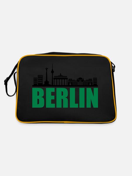 berlin skyline - Retro Tasche - Schwarz/Gold - Hinten