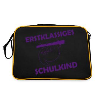 erstklassiges schulkind 001 - Retro Tasche - Schwarz/Gold - Hinten