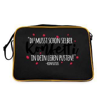 Konfuzius und Konfetti - Retro Tasche - Schwarz/Gold - Hinten