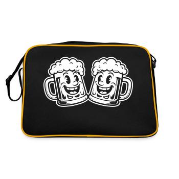 Bierglas Lustig Bier Comic - Retro Tasche - Schwarz/Gold - Hinten